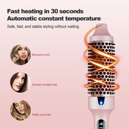 3-in-1 Heated Hair Brush,Curl,Straighten & Volumize with Ease