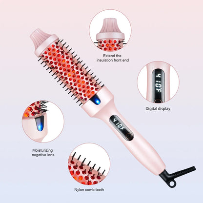 3-in-1 Heated Hair Brush,Curl,Straighten & Volumize with Ease
