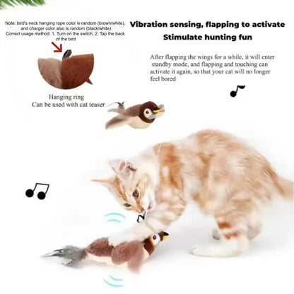 Interactive Bird Cat Toy – Chirping, Flapping & Touch-Activated
