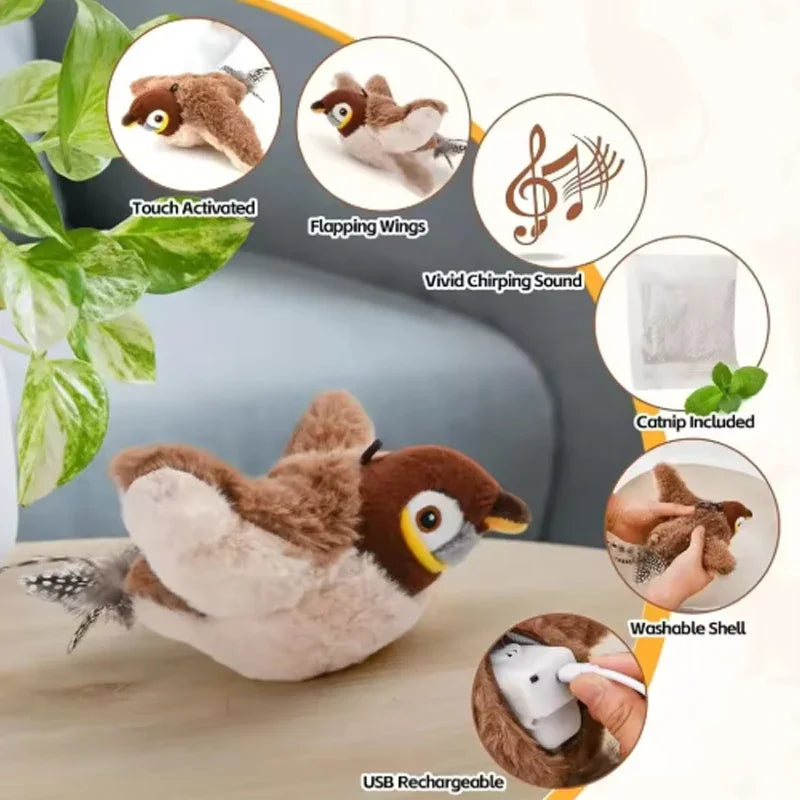 Interactive Bird Cat Toy – Chirping, Flapping & Touch-Activated