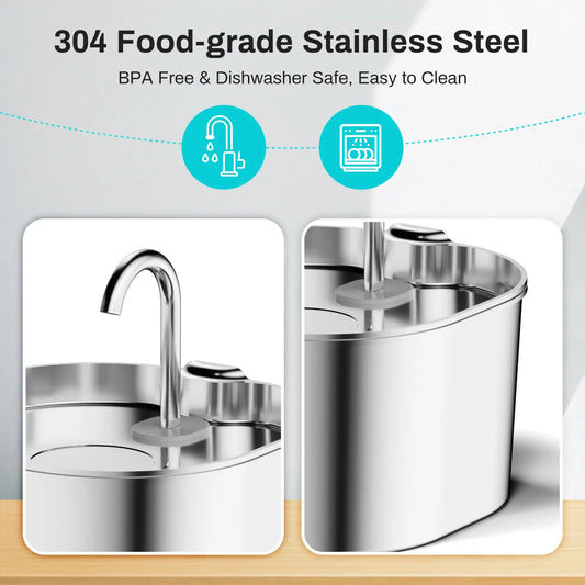 Automatic Pet Water Fountain – 2.2L Stainless Steel