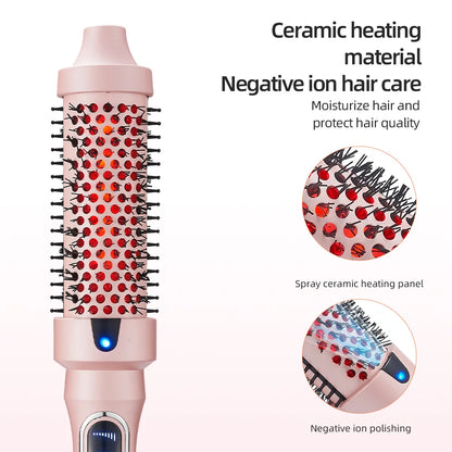 3-in-1 Heated Hair Brush,Curl,Straighten & Volumize with Ease