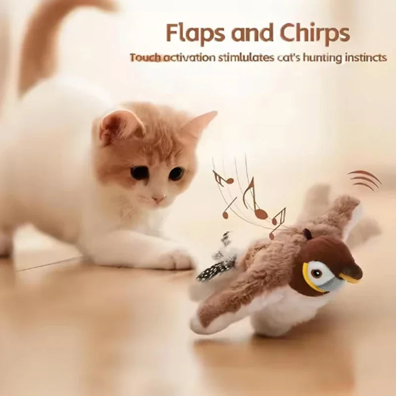 Interactive Bird Cat Toy – Chirping, Flapping & Touch-Activated