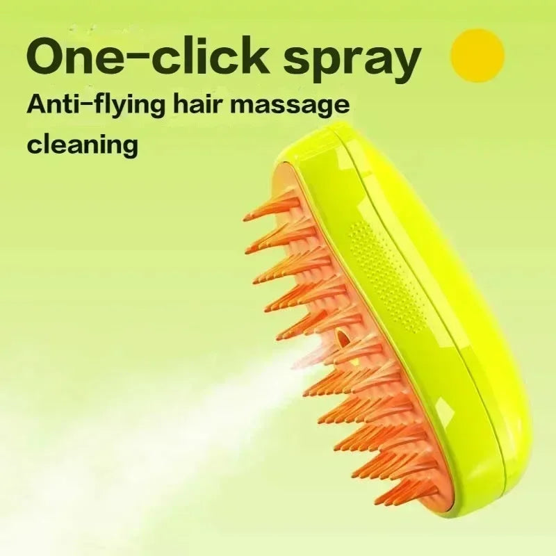 3-in-1 Pet Steam Brush – Groom, Massage & Detangle