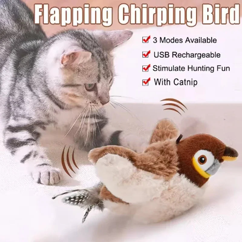 Interactive Bird Cat Toy – Chirping, Flapping & Touch-Activated