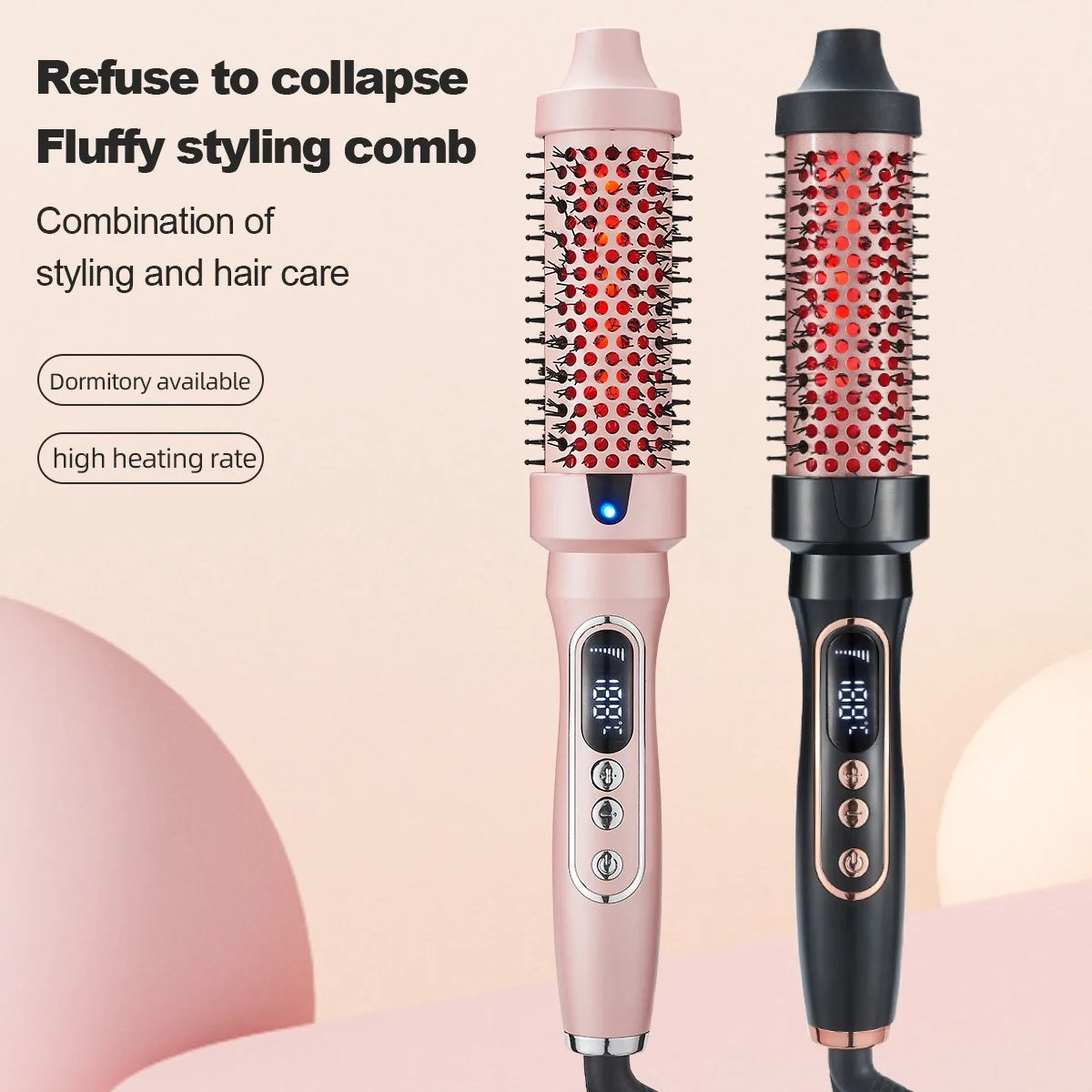 3-in-1 Heated Hair Brush,Curl,Straighten & Volumize with Ease