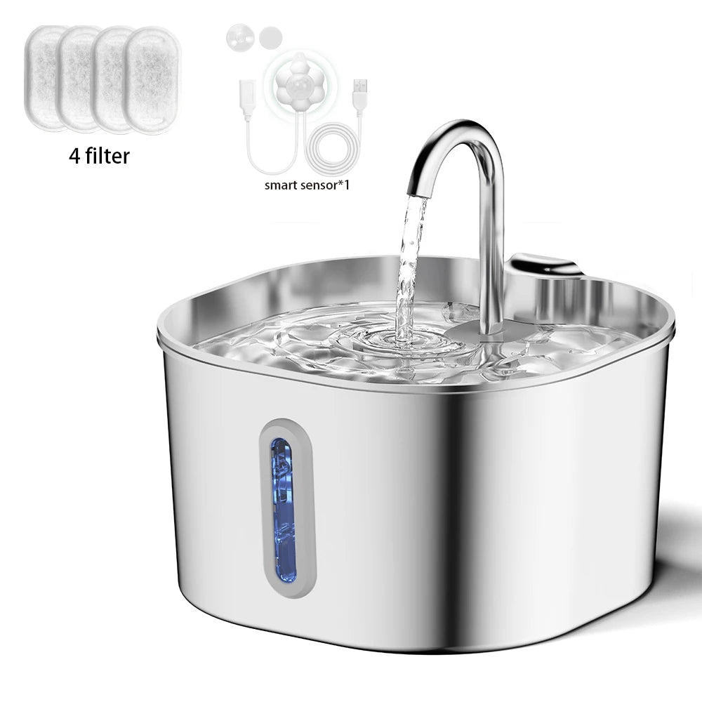 Automatic Pet Water Fountain – 2.2L Stainless Steel